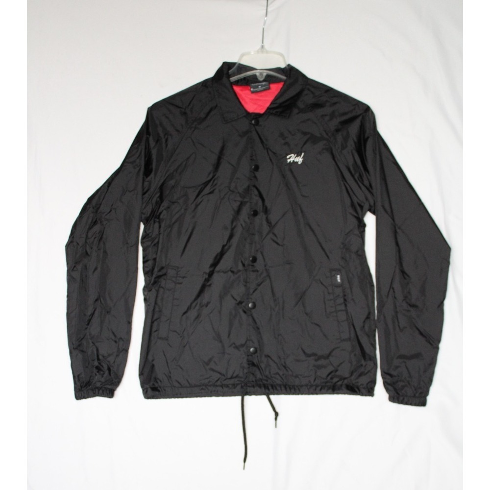 HUF Mens Betty Boop Martini Black Coaches Lightweight Jacket Snap Nylon Medium